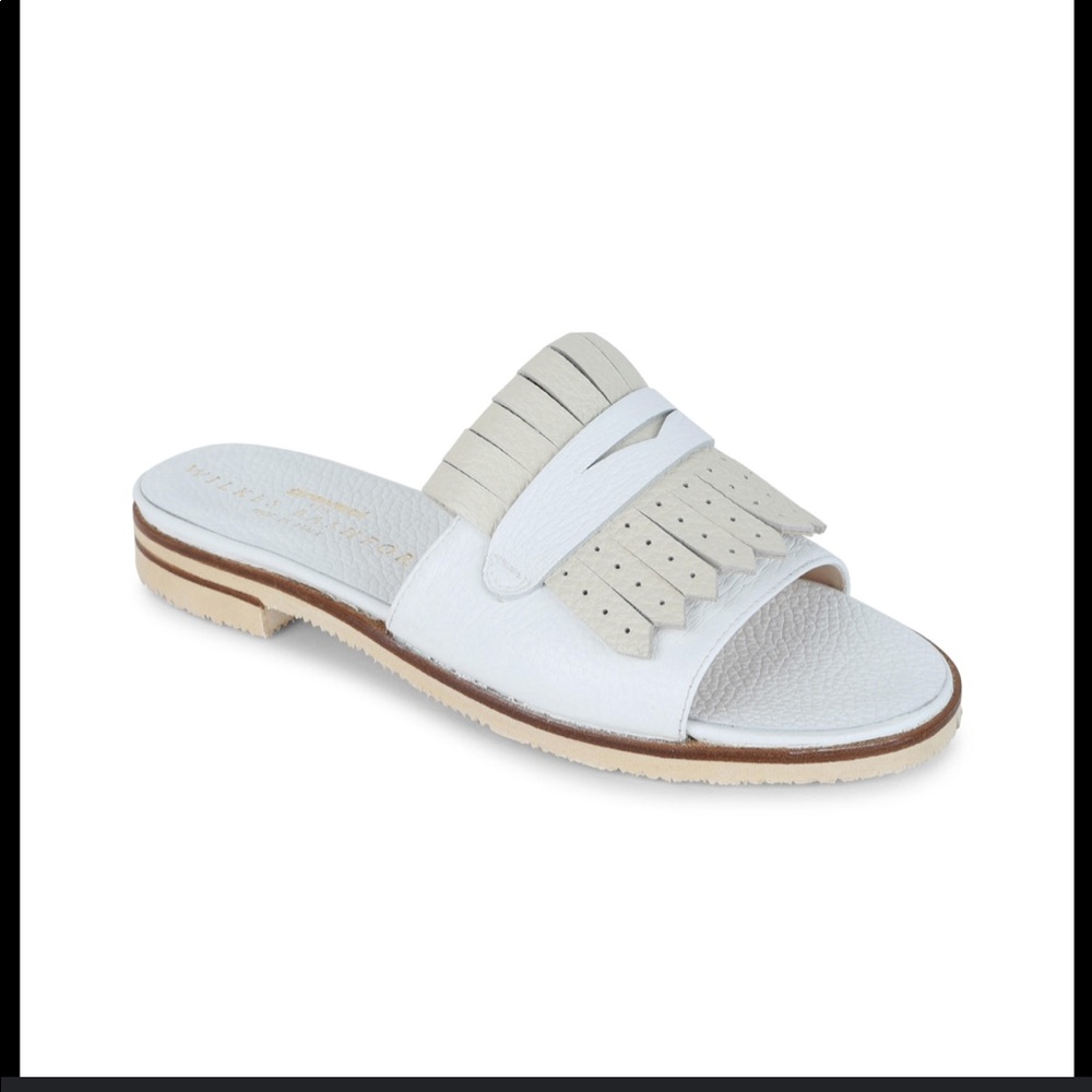 Gravati White and Beige Kitty Leather Slide size 7 1/2 M